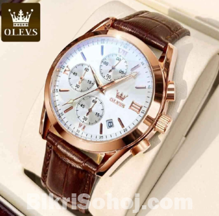 Stylish OLEVS Leather Band fashionable watch